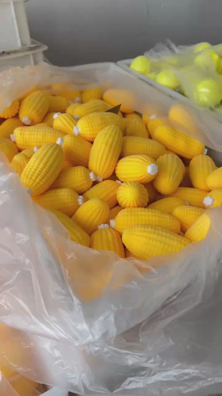 Real squeeze demonstration of Textured Corn Cob Squishy Fidget Toy